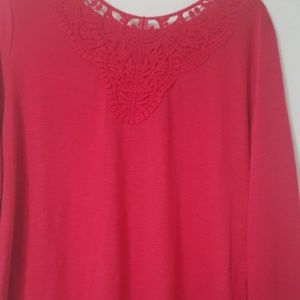Long sleeve red shirt with fancy collar